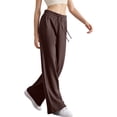 thumbnail image 2 of Pantalón Deportivo de Cintura Alta y Pierna Recta para Mujer, Cómodo Interior, Cordón Ajustable, Bolsillo para Hacer Ejercicio Marrón XL, 2 of 9