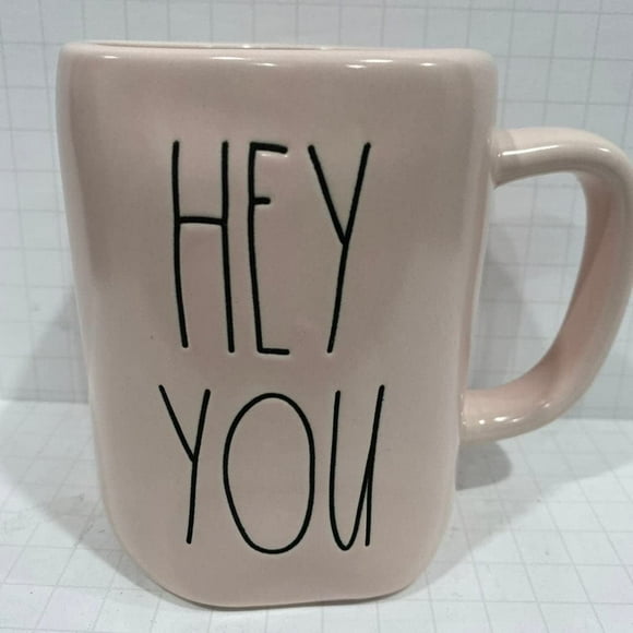 Rae Dunn HEY YOU - Rose - Céramique - Saint-Valentin - Lavable au Lave-Vaisselle et Micro-Ondes - 16 oz