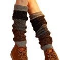 thumbnail image 1 of 3 Calentadores de piernas de punto de cable grueso de invierno para mujer, estilo japonés, triple costura en bloques de colores, cubierta de puños de botas, lana sintética, calcet, 1 of 5