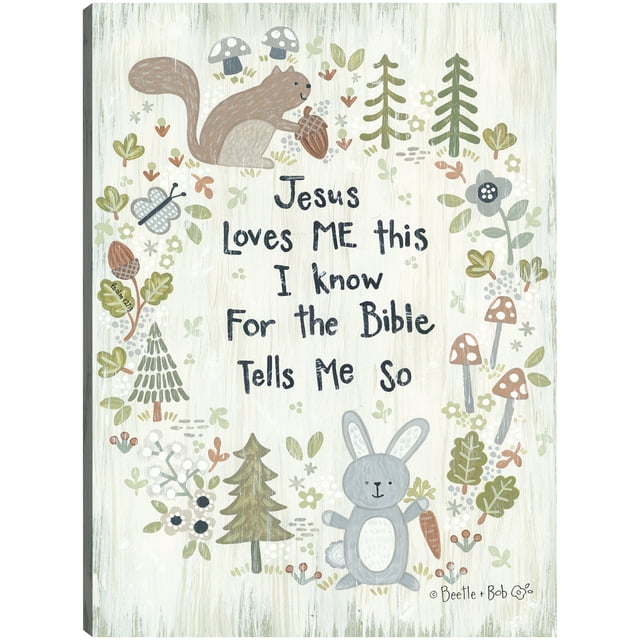 Cuadro Decorativo - Jesús me ama - Woodland Jr Impresión en canvas, estrechado.