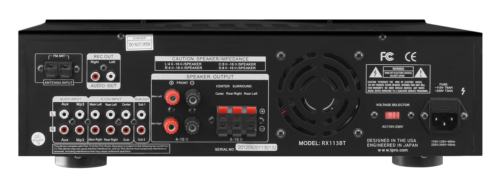 Technical Pro RX113 1500 Watt Home Theater Amplifier Receiver Bundle with (2) 5.25" Speakers