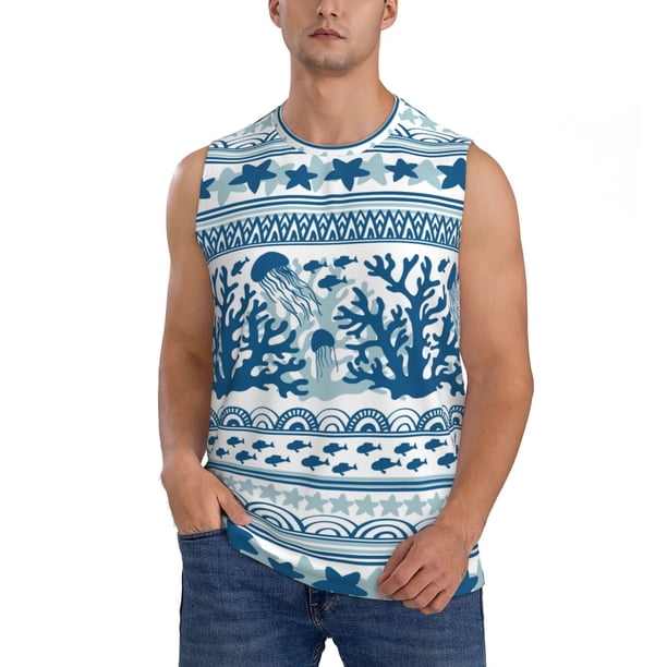 Balery Sea Underwater Jellyfish Camisetas sin mangas para hombre, absorbe la humedad y protege contra el mal olor.-3X-Large