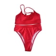 thumbnail image 1 of Gibobby Trajes de Baño para Mujer Moda mujer empalme Bikini Push Up Pad traje de baño traje de baño conjunto de ropa de playa(Rojo,G), 1 of 3