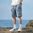 thumbnail image 2 of New men's workwear denim shorts, loose and trendy American retro youth summer capris casual denim shorts, 2 of 25