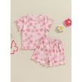 thumbnail image 5 of FEORJGP Kids Little Girls Summer 2PCS Outfits 6M 12M 18M 2T 3T 4T Toddler Baby Short Sleeve T-Shirts O Neck Shirts Floral Print Tops Elastic Waist Shot Fashion Casual Comfy Clothes for Daily, 5 of 9