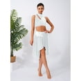 thumbnail image 5 of YiZYiF Womens 2-Piece Dance Outfits for Figure Skating Lyrical Dance Crop Top and Mesh Briefs Skirt White M, 5 of 7