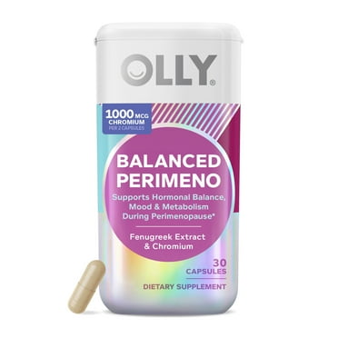 OLLY Balanced Perimeno Capsule Supplement, Fenugreek Extract, Chromium, Perimenopause Support, Vegan, 30 Count (30 Day Supply)