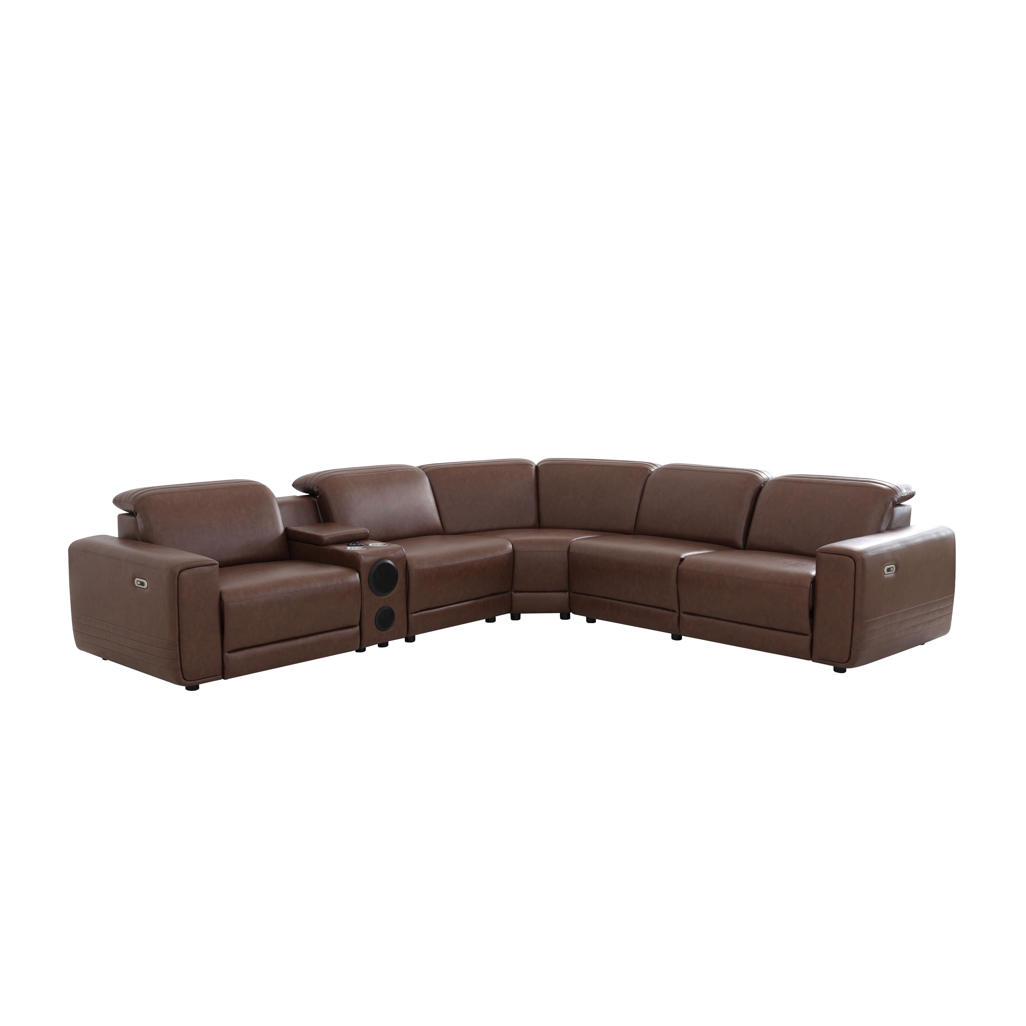 MAYEERTY Oversized Power Recliner Sectional Sofa, L-Shape Modular Couch Set with Bluetooth Speaker, USB Ports & Storage Console, Semi PU Leather for Living Room