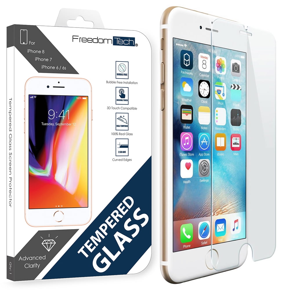 iPhone 8 / 7 Screen Protector, FREEDOMTECH iPhone 8 / 7 / 6 / 6S Tempered Glass Ballistic HD
