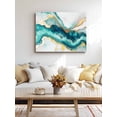 thumbnail image 4 of Abstract Marble Wall Art for Living Room,Canvas Picture Wall Decor for Bathroom Bedroom,Turquoise Abstract Golden Foil Texture Painting Artwork for Office Kitchen Hallway Dining Room Decor 20"x24", 4 of 8