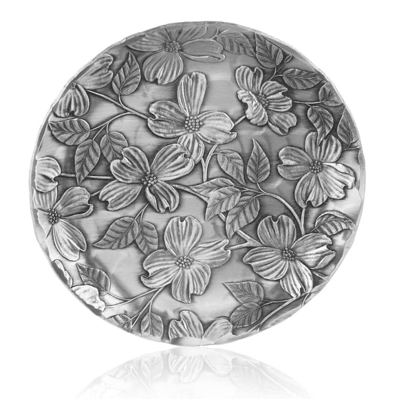Coaster, Dogwood, Hand-hammered Aluminum, Keeps Tabletops Safe, 4.5 Inch Round Coaster, Handmande in the USA by Wendell August Forge