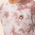 thumbnail image 5 of Dalix Smile Face Embroidered Washed Crewneck Sweatshirt Long Sleeve Fleece Cotton Mens in Tie Dye Copper 3XL XXX-Large, 5 of 5