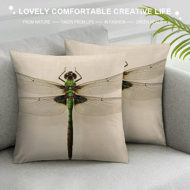 HENGT Dragonfly Pillow Cover Decorative Throw Pillow Green Darner Dragonfly Isolated with Clipping Path Pillow Cases Square Cushion Covers for Home Sofa Couch Walmart