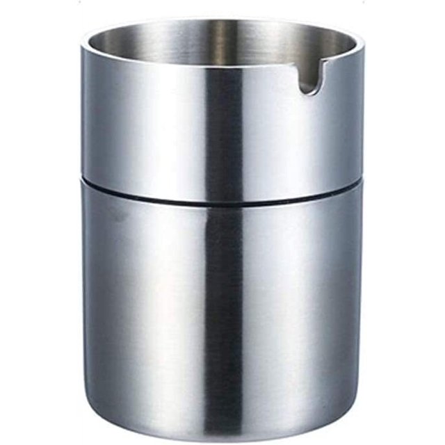 Cenicero, cenicero de metal, tipo embudo, cenicero de cenizas antimoscas desmontable, portátil, extraíble, fácil de limpiar, material de acero inoxidable, adecuado para almacenamiento de escritorio,