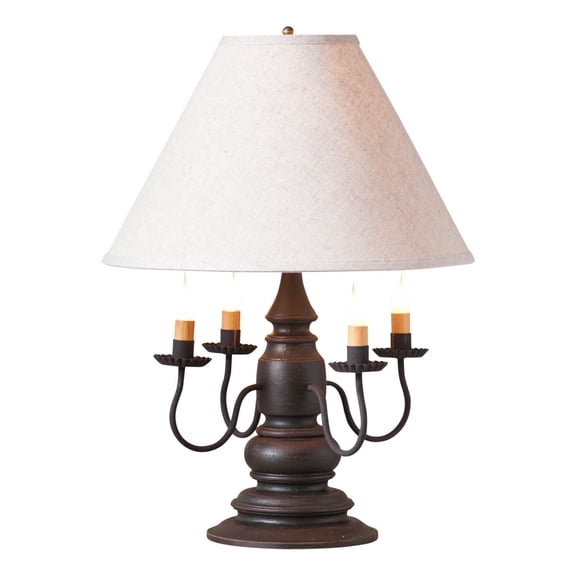 Irvins Country Tinware Harrison Lamp in Americana Black with Shade
