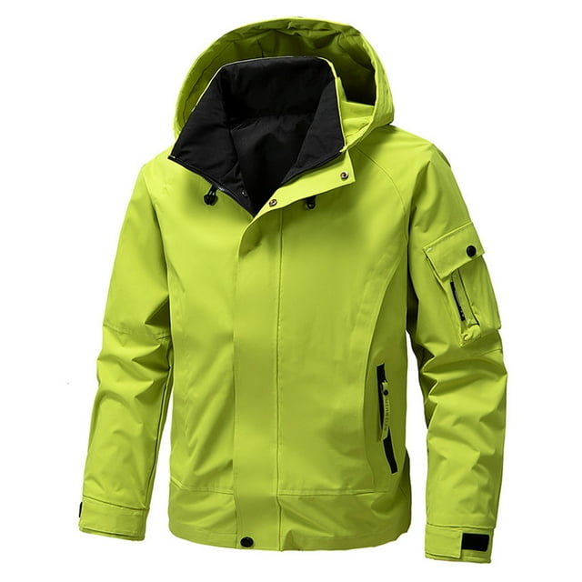 Veste Imperméable pour Homme, Style Workwear avec Multiples Poches, Coupe-Vent à Capuche Imperméable pour Tenue Décontractée Extérieure