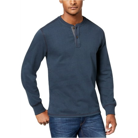 G.H. Bass & Co. Mens Carbon Plaited Jersey Henley Shirt