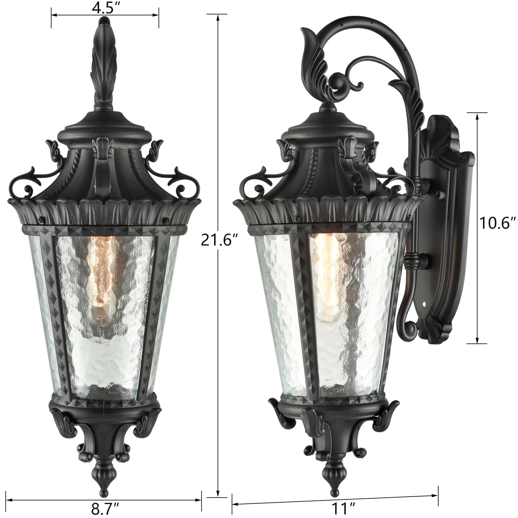 Black Outdoor Wall Lantern Sconce Waterproof Porch Light Fixture 1-Light