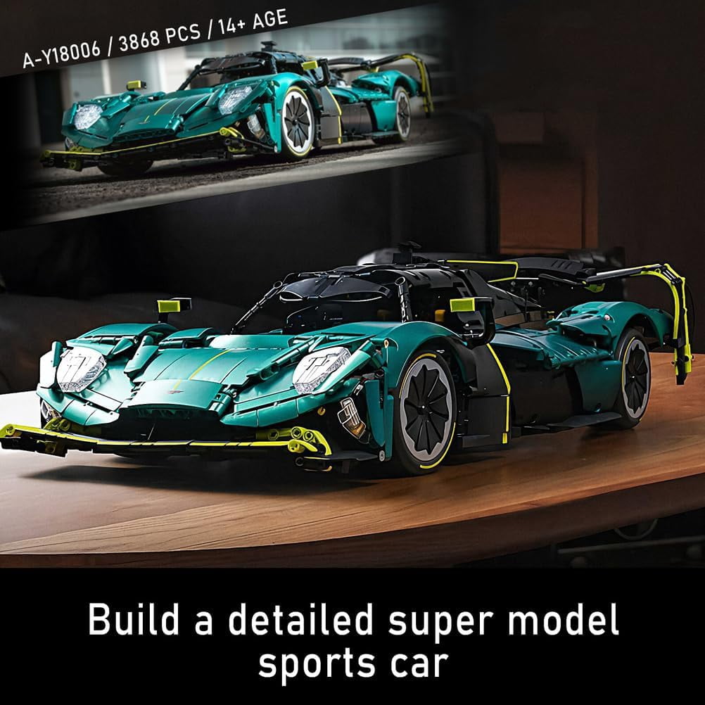 Sports Car Building Set, 1:8 Scale Hybrid Hypercar Model Kit for Adults to Build, Collectible Race Toy for Home or Office Décor, Racing Gift for Car Lover and Motorsport Fans