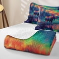 thumbnail image 4 of Castle Fairy Neon Aurora Moose Quilt King for Teens,Glow Pine Lake Star King Coverlet Set,Teal Orange Purple, 4 of 7