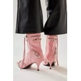 thumbnail image 3 of Jeffrey Campbell Alt-Rock Pink Crinkle Silver Kitten Heel Pointy Toe Spiky Boots (Pink Crinkle Silver, 6), 3 of 5