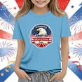 thumbnail image 2 of Girls Patriotic American Flag T-Shirt Kids 4th of July Independence Day Eagle Graphic Short Sleeve Tee Blue,Size 5-6 T, 2 of 5