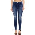 thumbnail image 1 of Pantalones de mezclilla cómodos desgastados ajustados suaves elásticos de cintura alta para mujer 140-azul 0, 1 of 5