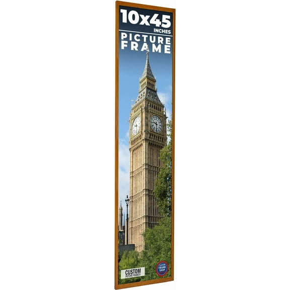 10x45 Honey Brown Real Wood Picture Frame Width 0.75 inches | Interior Frame Depth 0.5 inches |