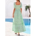 thumbnail image 5 of PRETTYGARDEN Women's Floral Boho Maxi Dresses Flowy Short Sleeve A Line Smocked Eyelet Summer Beach Vacation Clothes, 5 of 10