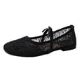 thumbnail image 2 of Women's Elegant Square Toe Embroidered Mary Jane Flats Classic On Design Soft Sole Breathable Lightweight Comfortable Casual Everyday Wear Footwear Black 37, 2 of 5