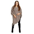 thumbnail image 1 of Peach Couture Women Trendy Ruffle Batwing Fringe Shawl Wrap Poncho Cape Cardigans Sweater Stone, 1 of 1