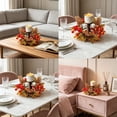 thumbnail image 5 of AUNVITO Fall Harvest Candle Ring Artificial Maple Leaf Berry Pinecone Wreath for Candle Holder Centerpiece Decoration, 5 of 6