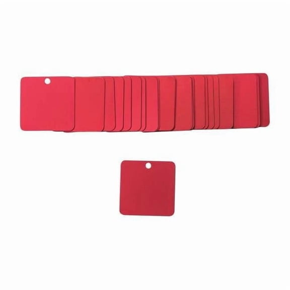 Brady Blank Tag, Aluminum, 1 1/2 in H x 1 1/2 in W, Red, Square, 25 PK 87628