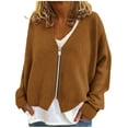 thumbnail image 2 of Womens Oversized Cardigan Sweaters Long Sleeve V Neck Open Front Fall Jackets Casual Full Zip up Outerwear New Lightweight Jacket Women Casual Brown M, 2 of 5