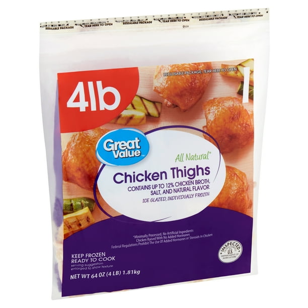 Great Value All Natural Chicken Thighs, 64 oz