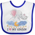 thumbnail image 3 of Inktastic I Love My Cousin Cute Elephants with Moon and Stars Boys or Girls Baby Bib, 3 of 4