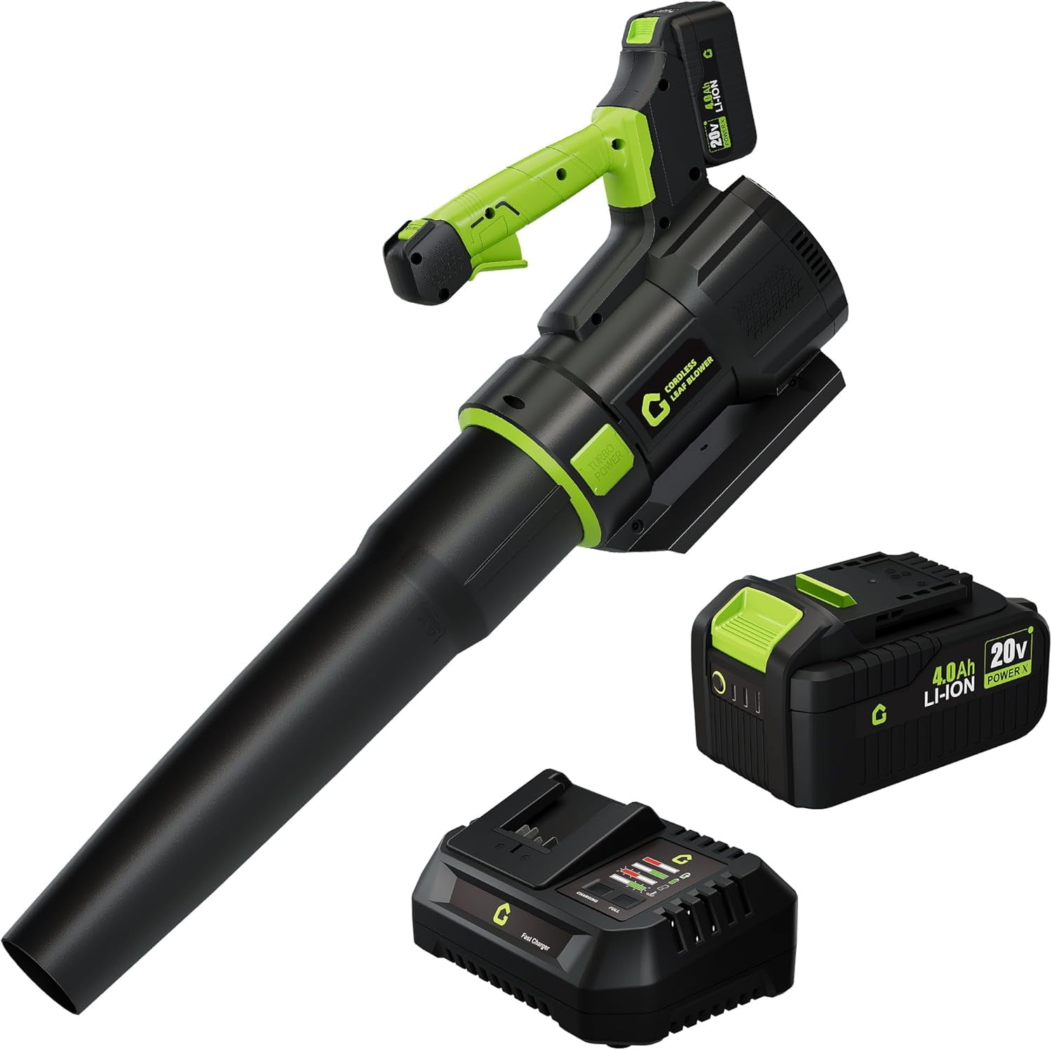 Acekid Black/Green 20V Cordless Leaf Blower, High-Power Brushless Motor, Lightweight Battery Powered Electric Blower for Lawn