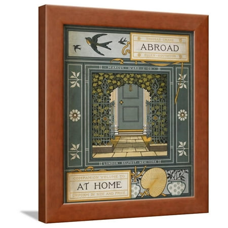 Back Cover Door - Back Cover Of 'Abroad'. Coloured Illustration Showing a Door. Framed Print Wall Art By Thomas Crane
