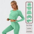 thumbnail image 2 of KHONTS Women's 5 Piece Sets Workout Short Sleeve Seamless Crop Top Yoga Gym Sport Outfits Mint Green L, 2 of 3