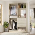 thumbnail image 6 of Homieasy 50" Closet System 2 Sets, Walk-in Closet System with 4 Wooden Drawers & 2 Hanging Rods, Heavy Duty Closet with Mirror, Wardrobe Closet for Bedroom/Closet, 50"L x 15"W x 79.7"H, White Oak, 6 of 7
