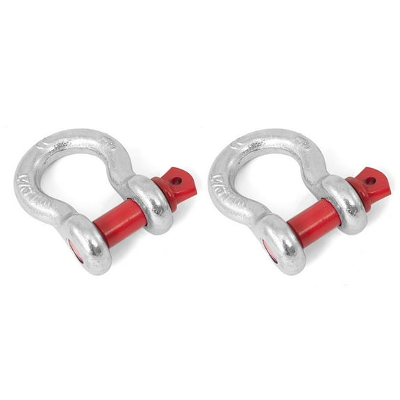 Rugged Ridge by RealTruck D-Ring Shackle Kit | 5/8 inch, Silver/Red pin, Steel, Pair | 11235.02