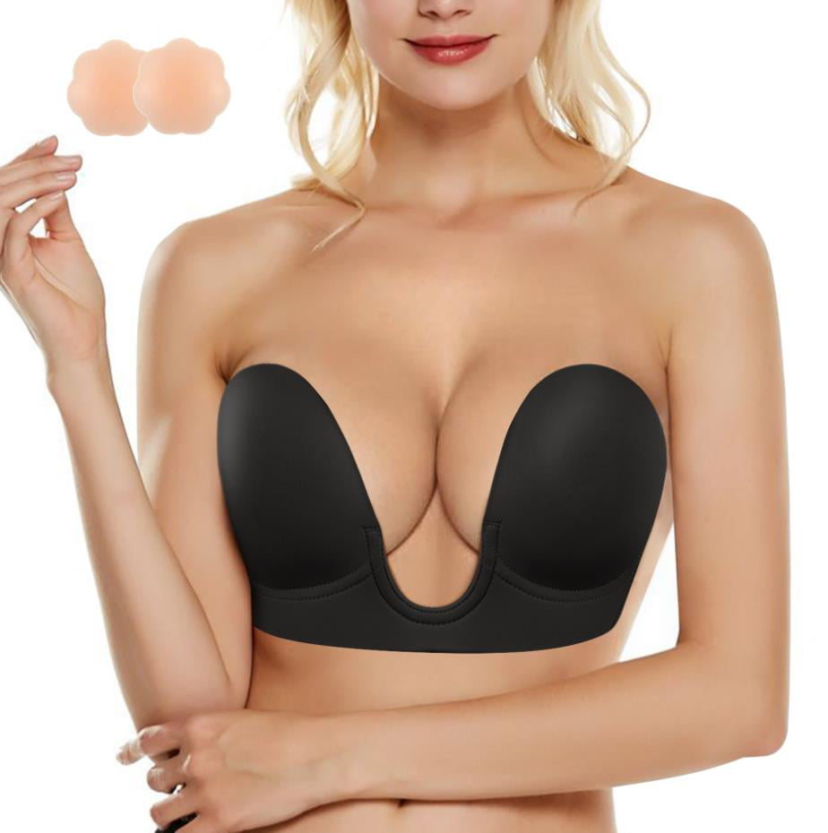 XSHNUO Adhesive Bra Invisible Strapless Backless Silicone Sticky Push Up Lifting  Bras for Women with Nipple Covers, Clear, Medium : : Clothing,  Shoes & Accessories