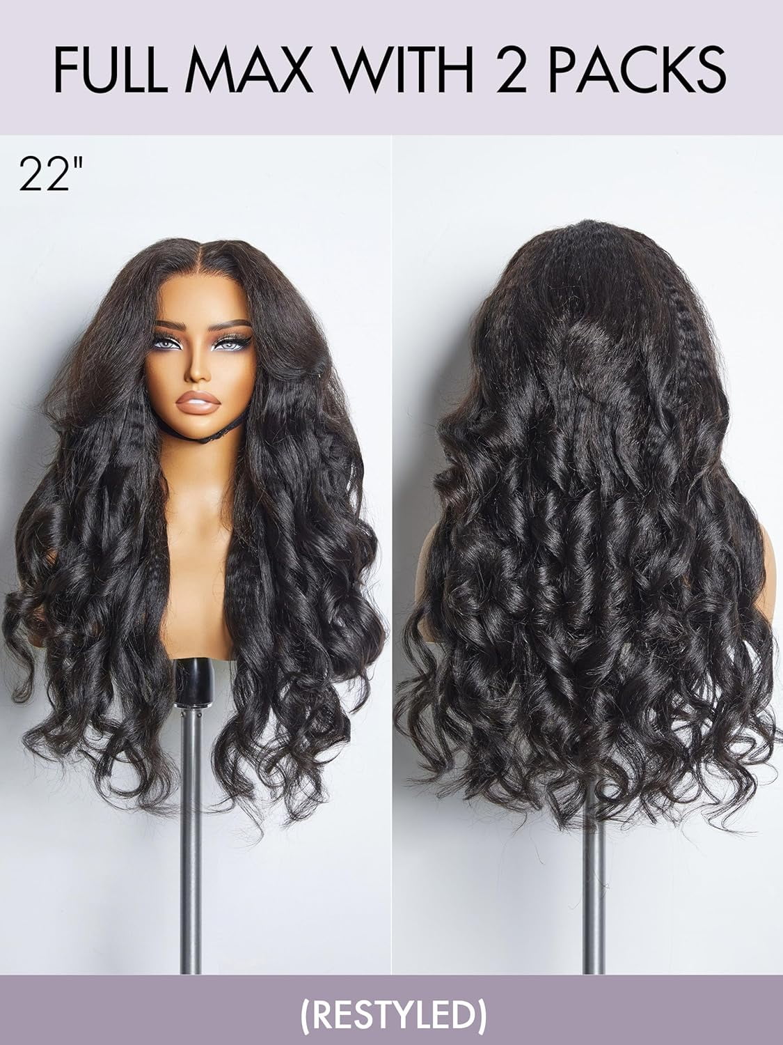 LUVME HAIR Hair 22" Clip ins Extensions Real Human Hair Fullness Kinky-straigh for Women