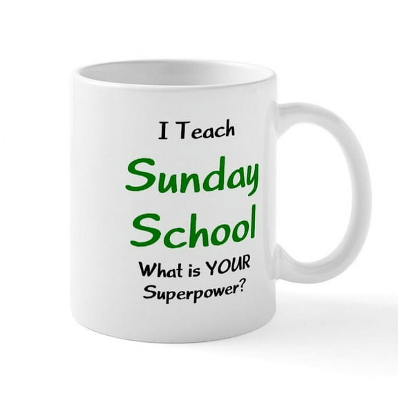 CafePress - Teach Sunday School Mug Mugs - 11 oz Ceramic Mug - Novelty Coffee Tea Cup