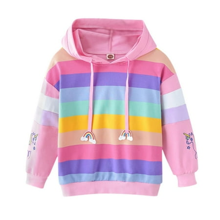 

Xmarks Toddlers Pullover Hoodies Sweatshirt Kids Cotton Hooded Tops Pink 2-8Y