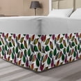 thumbnail image 1 of Leaves Bed Skirt, Colorful Abstract Style Leaf Designs Repetitive Pattern on Plain Backdrop, Elastic Bedskirt Dust Ruffle Wrap Around for Bedding Decor, 4 Sizes, Multicolor, by Ambesonne, 1 of 2