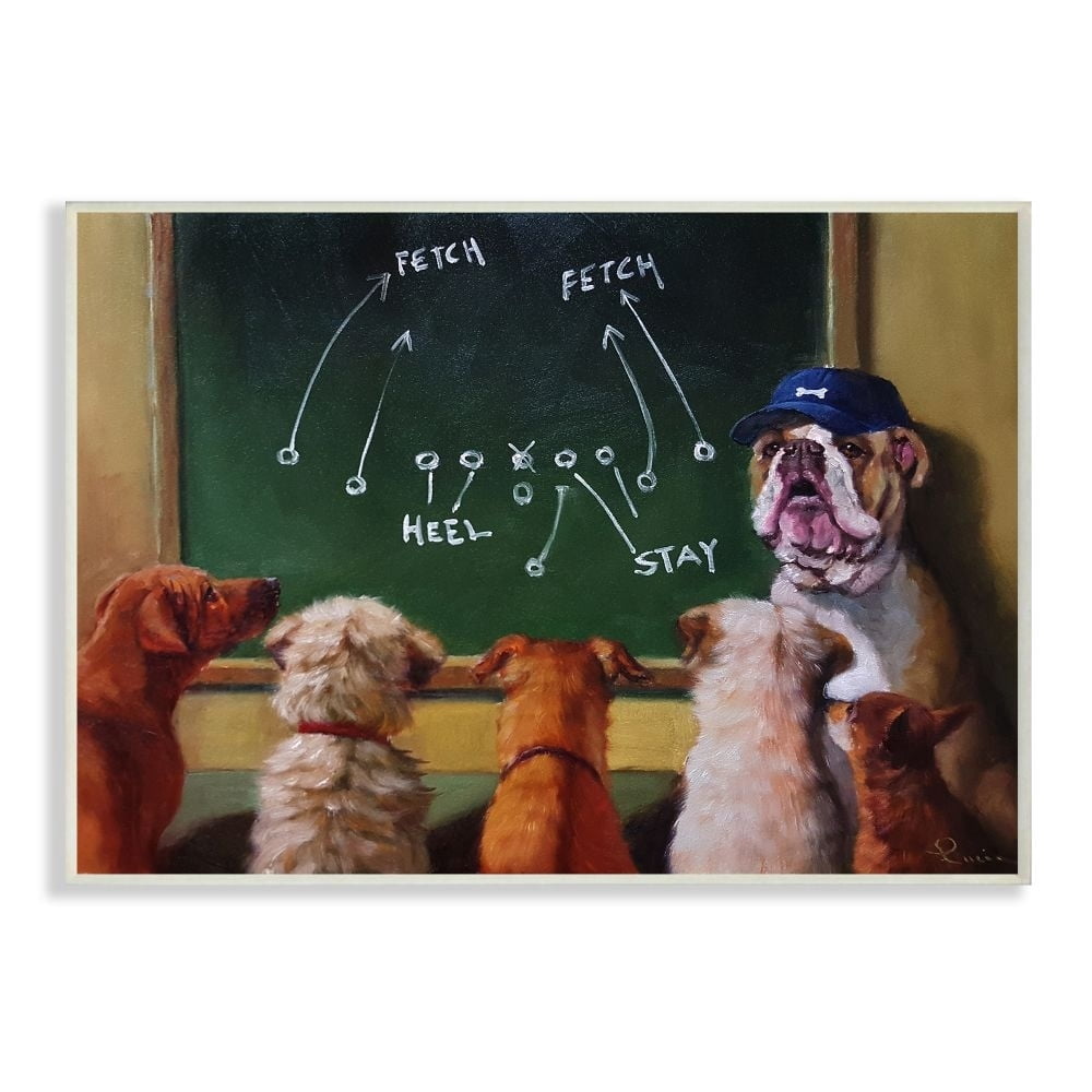 The Stupell Home Decor Collection Dog Football Team New Tricks Practice Painting Wall Plaque Art, 10 x 15