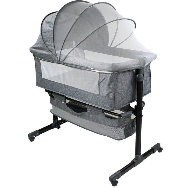 Cuna Colecho Bebé Little monkey Con Ruedas Mosquitero Abatible Color gris