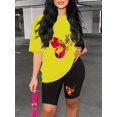 thumbnail image 2 of Conjunto De Salón Con Estampado De Mariposa De Bloque De Color, Top Casual De Manga Corta Con Cuello Redondo Y Shorts Acogedores, Ropa De Salón Y Ropa De Dormir Para Mujeres, 2 of 4