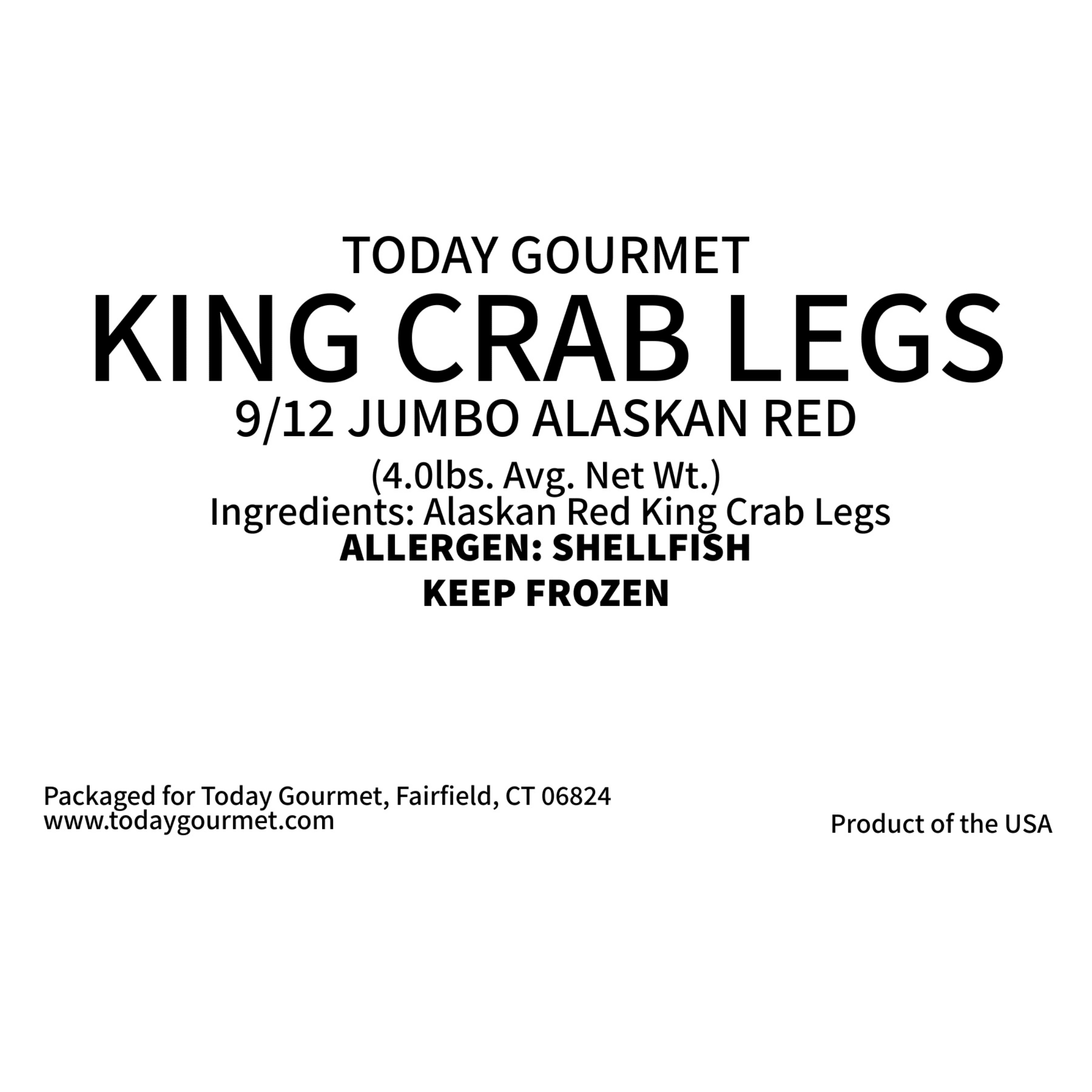 Today Gourmet - Alaskan Red King Crab Legs Jumbo 9/12 Count (4lbs)